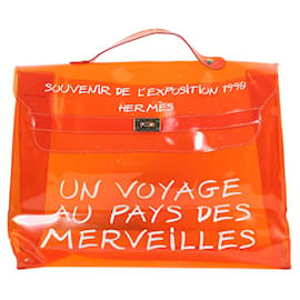 Hermès-[Gebraucht] HERMES Hermes Handtasche Vinyl Kelly Vinyl Orange Gold Metallbeschläge-Orange