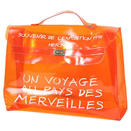 Hermès-[Gebraucht] HERMES Hermes Handtasche Vinyl Kelly Vinyl Orange Gold Metallbeschläge-Orange