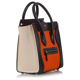 Céline-Celine Orange Micro Luggage Tote Tricolor Leather Handbag-Multiple colors,Orange