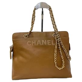 Chanel-Bolso tote vintage de piel-Castaño