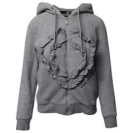 Moschino Kapuzenjacke mit Rüschen aus grauer Baumwolle Grau