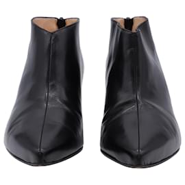 Christian Louboutin-Christian Louboutin Kitten-Heel Ankle Boots in Black Leather-Black