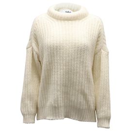 Ba&Sh Pull Emma en Laine Blanc Ivoire Blanc Écru