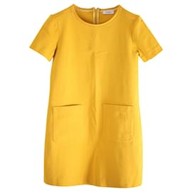 Max & Co-Vestido recto Max&Co de punto de algodón amarillo-Amarillo