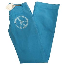 Love Moschino Pantalón de algodón vintage Peace Azul claro