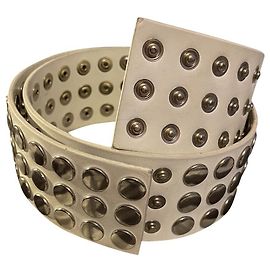 Dolce & Gabbana leather belt white silver White Silver hardware