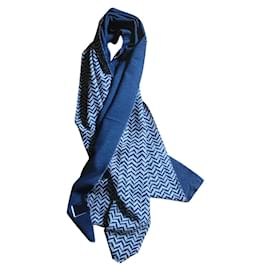 Autre Marque-Boggi Milano stole blue herringbone scarf-Blue,Grey