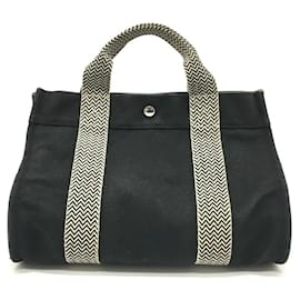 Hermès-[Used] HERMES Hermes Cannes PM Handbag Tote Bag Canvas Ladies Black-Black