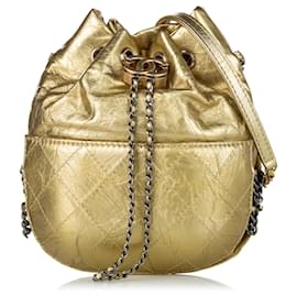 Chanel-Chanel Gold Gabrielle Leather Bucket Bag-Golden