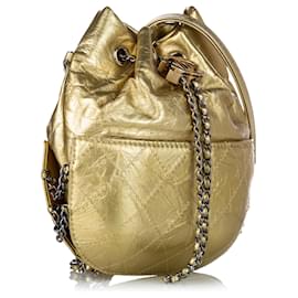 Chanel-Chanel Gold Gabrielle Leather Bucket Bag-Golden