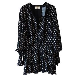 Yves Saint Laurent SAINT LAURENT MINI KLEID AUS SEIDE SCHWARZ Schwarz Golden
