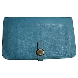 Hermès-[Used] 	 HERMES Hermes long wallet Dogon GM blue bi-fold men's long wallet TOGO coin purse-Blue