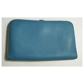Hermès-[Used] 	 HERMES Hermes long wallet Dogon GM blue bi-fold men's long wallet TOGO coin purse-Blue
