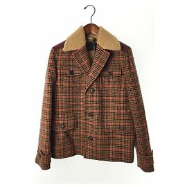 PRADA Coat / 44 / Wool / BRW / Brown / Check / Inspected / Men's Brown