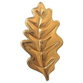 Brosche - Vergoldetes Eichenblatt - Inès de la Fressange-Emblem Golden Gold hardware