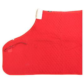 Hermès-NEUF HERMES PRESENTATION BLANKET QUILTED HORSE IN RED COTTON NEW-Red