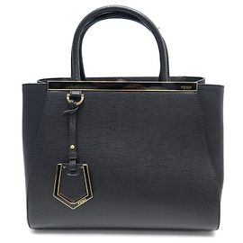 NOVA BOLSA DE COMPRAS FENDI 2 PM DIAS 8BH253 BOLSA DE MÃO DE COURO PRETO Preto
