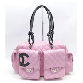 Chanel-BOLSA DE MÃO CHANEL CAMBON REPÓRTER GM EM COURO ACOLHEDOR ROSA-Rosa