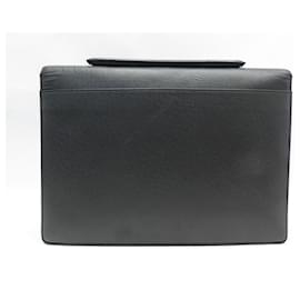 Louis Vuitton-SACOCHE LOUIS VUITTON ANGARA M30772 EN CUIR TAIGA NOIR CARTABLE BRIEFCASE-Noir
