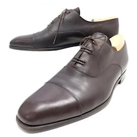 Christian Dior-CHRISTIAN DIOR STEFANOBI RICHELIEU SHOES 44.5 BROWN LEATHER SHOES-Brown