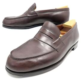 JM Weston-JM WESTON LOAFERS 9E 43 LARGE BROWN LEATHER + SHOES SHOES-Brown