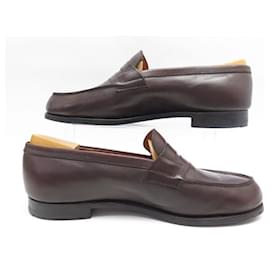 JM Weston-JM WESTON LOAFERS 9E 43 LARGE BROWN LEATHER + SHOES SHOES-Brown