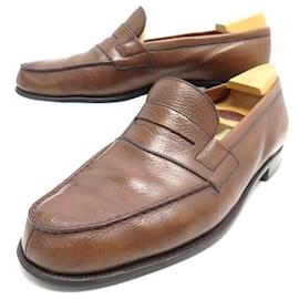 JM Weston-JM WESTON LOAFERS 9D 43 BROWN GRAINED LEATHER + SHOES-Brown