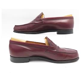 JM Weston-JM WESTON LOAFERS 9E 43 LARGE BURGUNDY LEATHER SHOE SHOES-Dark red