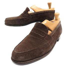 JM Weston-JM WESTON LOAFERS 9E 43 L IN BROWN SUEDE + LOAFERS-Brown