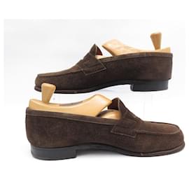 JM Weston-JM WESTON LOAFERS 9E 43 L IN BROWN SUEDE + LOAFERS-Brown