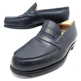 JM Weston-JM WESTON SHOES 180 7E 41 l 41.5 LOAFERS SHOES BLUE LEATHER LOAFERS-Navy blue