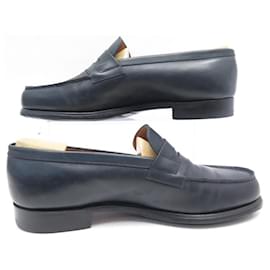 JM Weston-JM WESTON SHOES 180 7E 41 l 41.5 LOAFERS SHOES BLUE LEATHER LOAFERS-Navy blue