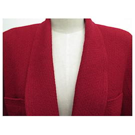 Chanel-CHANEL SUIT JACKET AND SKIRT LOGO CC T40 M IN RED WOOL SUIT-Red