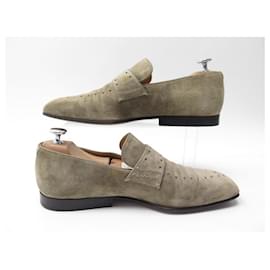 Berluti-CHAUSSURES BERLUTI MOCASSINS 7 41 EN VEAU VELOURS BEIGE SUEDE LOAFERS SHOES-Beige