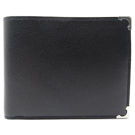 NEW MUST DE CARTIER WALLET BLACK LEATHER PURSE BOX NEW WALLET Black