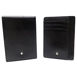MONTBLANC CARD HOLDER AND NOTEBOOK CASE SET 30650 BLACK LEATHER CARD HOLDER Black