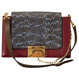 Sac à main Mulberry Pembroke en cuir rouge et python Rouge