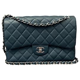 Chanel-Timeless Classique Jumbo lined flap bag-Blue