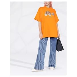 Palm Angels-Kurzärmliges T-Shirt mit grafischem Palm Angels-Print-Orange