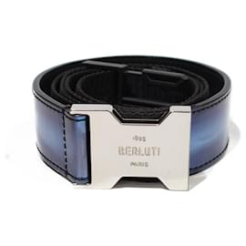 Berluti-Belts-Blue,Silver hardware