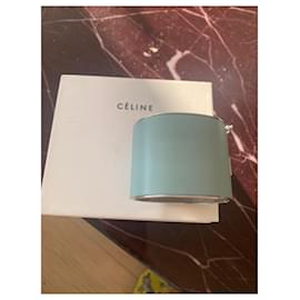 Céline-Céline sky blue minimal cuff bracelet-Silvery,Light blue