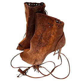 Le Silla-Brown Suede De Silla Ankle Boots-Light brown