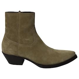 Saint Laurent-Saint Laurent Lukas Ankle Boots in Grey Suede-Grey