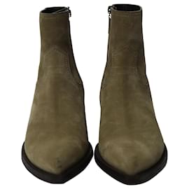 Saint Laurent-Saint Laurent Lukas Ankle Boots in Grey Suede-Grey
