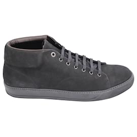 Lanvin-Lanvin High-Top Sneakers in Black Nubuck Suede-Black