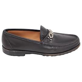 Salvatore Ferragamo-Salvatore Ferragamo Gancini Reversible Bit Loafers in Black Leather-Black