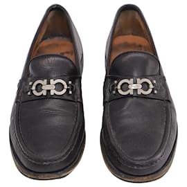 Salvatore Ferragamo-Salvatore Ferragamo Gancini Reversible Bit Loafers in Black Leather-Black