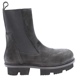Rick Owens Bozo Megatooth Full-Grain Chelsea Boots in Black Leather Black