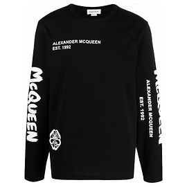 T-shirt Alexander McQueen con stampa teschio tipografica Nero