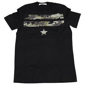 Camiseta de algodón negro con estampado de estrellas de camuflaje de Givenchy Negro